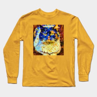 Blue Faced Cat in the Style of Van Gogh Long Sleeve T-Shirt